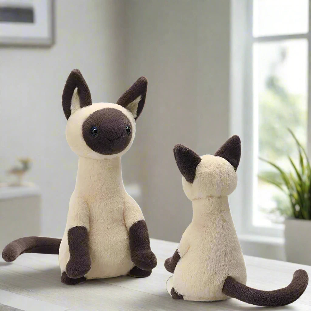 Cream & Cocoa Siamese Cat Plushie Front and Back Views
