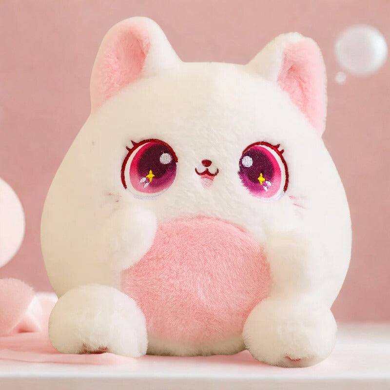 Dreamy Eyes Kawaii Cat Plushie White