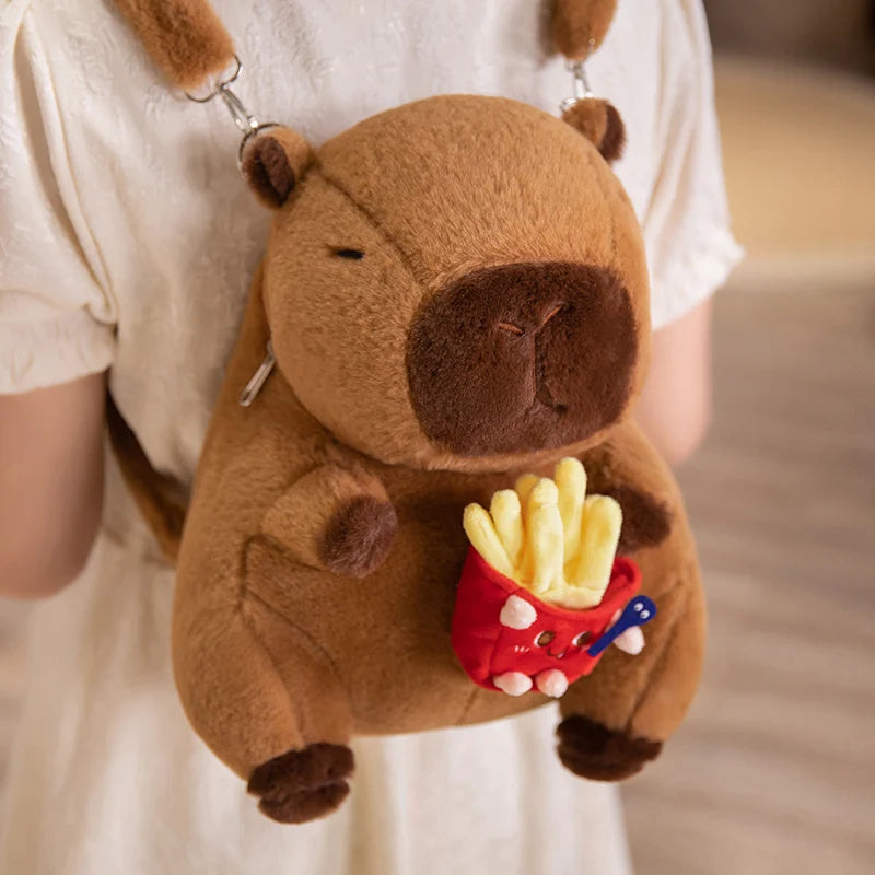 Kawaii Capybara Plushie Backpack French Fries