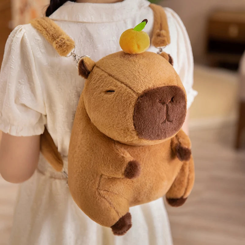 Kawaii Capybara Plushie Backpack Orange