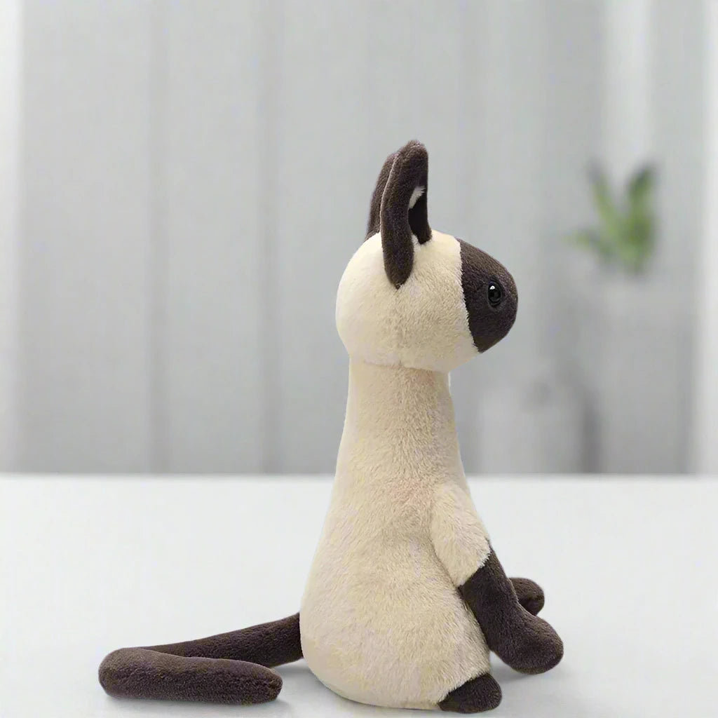 Cream & Cocoa Siamese Cat Plush Side View