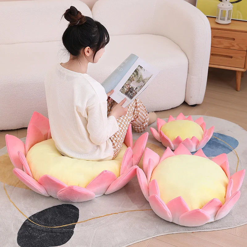 Kawaii Pink Lotus Plushie Pillow Sizes