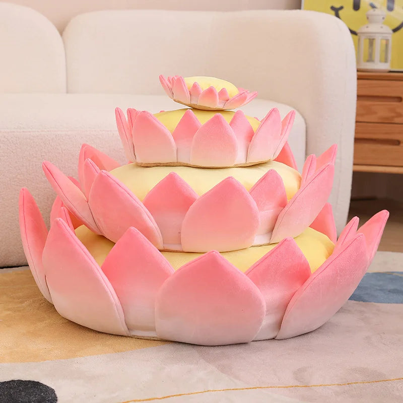 Kawaii Pink Lotus Plushie Pillow Sizes