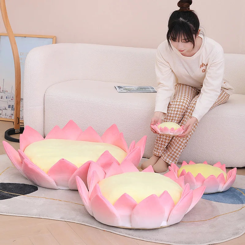 Kawaii Pink Lotus Plushie Pillow Sizes