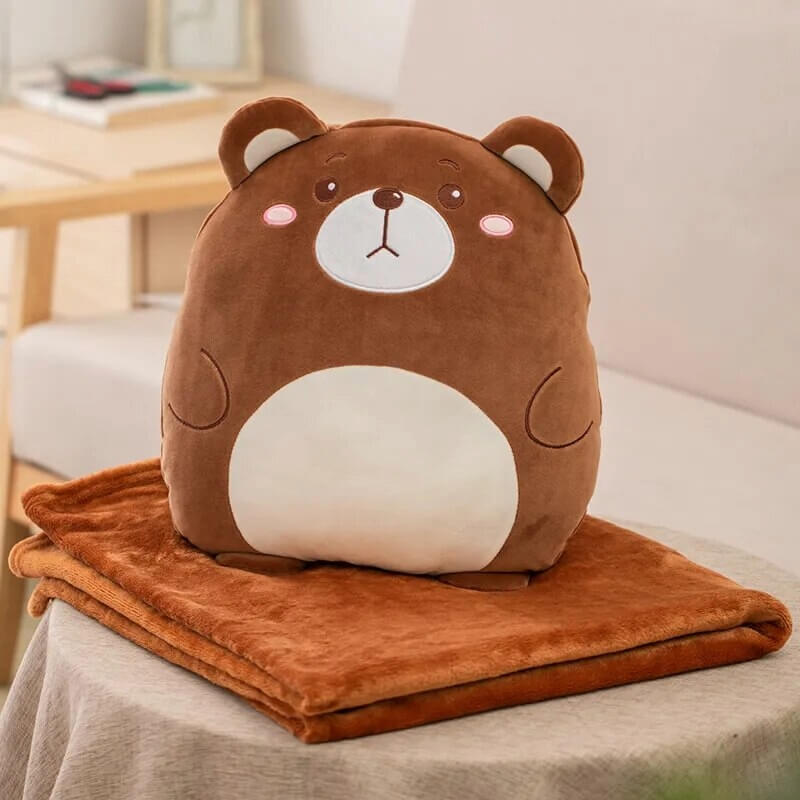 Plushie Pal Pillow and Blanket Set brown bear