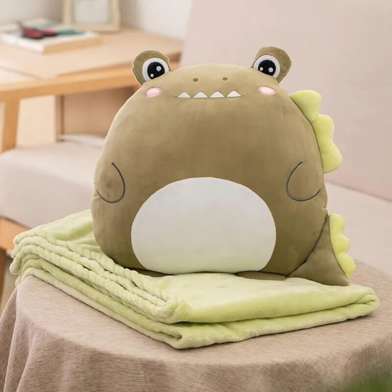 Plushie Pal Pillow and Blanket Set green crocodile