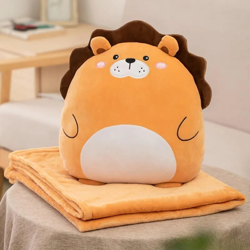 Plushie Pal Pillow and Blanket Set orange lion