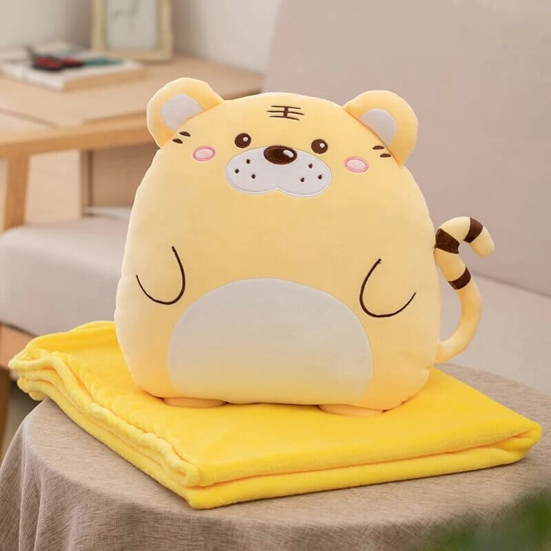 Plushie Pal Pillow and Blanket Set yellow tiger