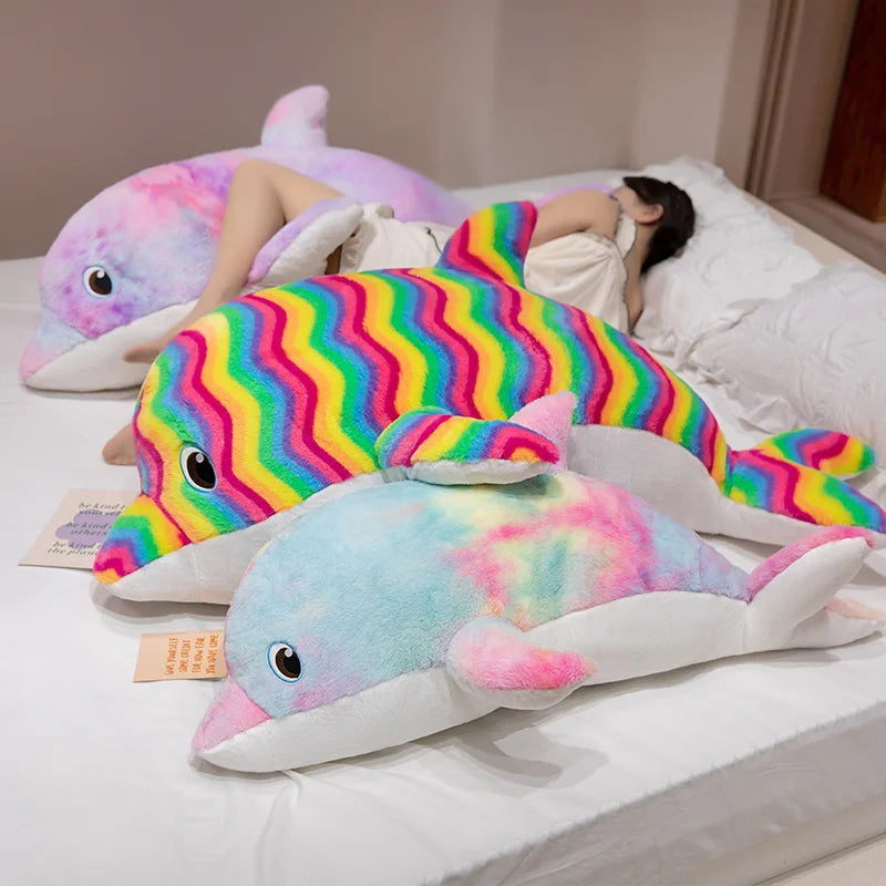 Rainbow Splash Giant Dolphin Plushie Colors plush body pillow