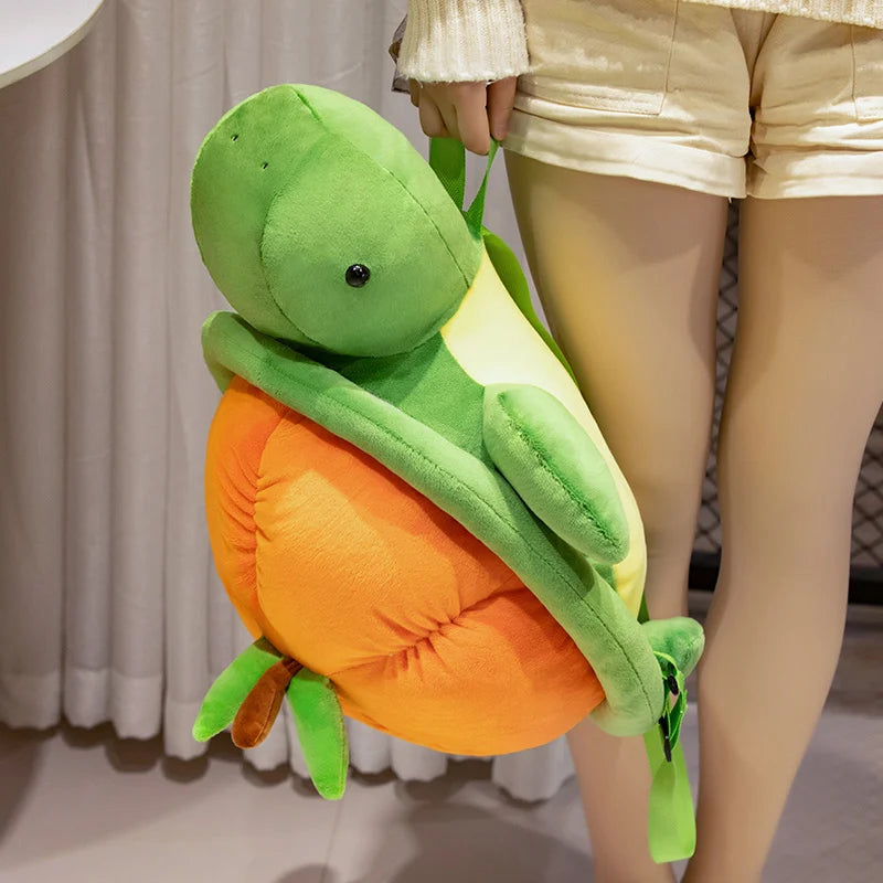 Turtle Trails & Capybara Tails Plushie Backpack Side View