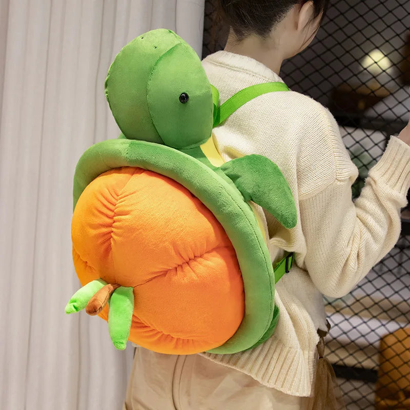 Turtle Trails & Capybara Tails Plushie Backpack Back View