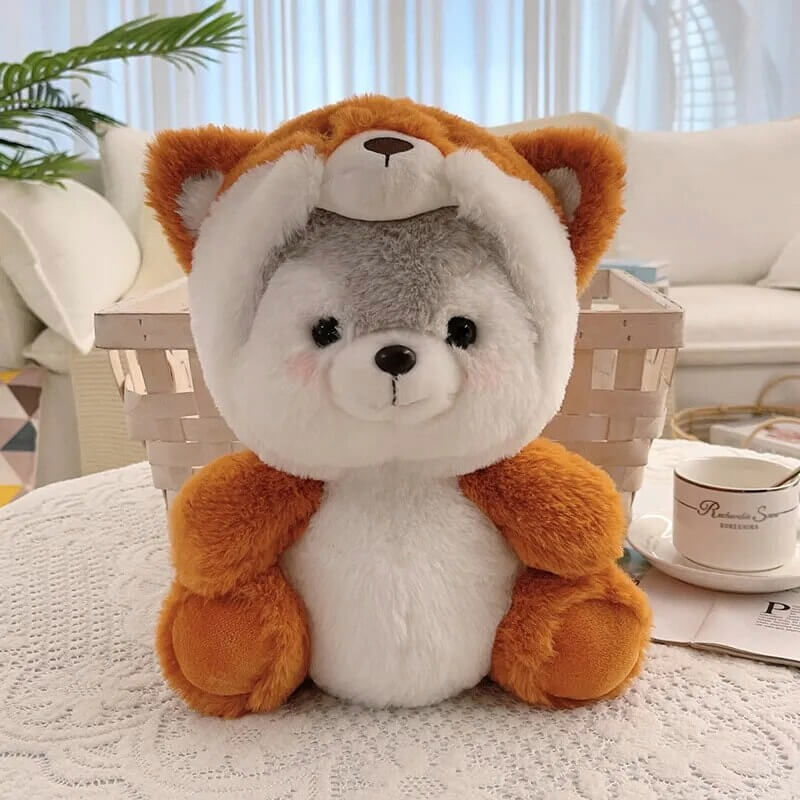 Husky Plushie: Outfit-Ready dressed up as brown fox