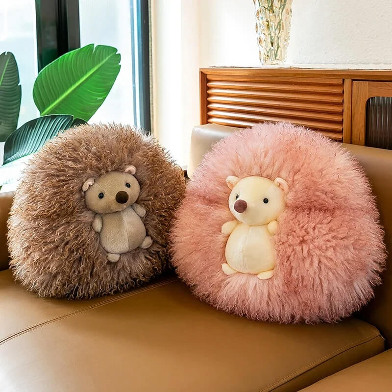 Snuggle Puff Hedgehog Kawaii Plushie Brown and Pink colors