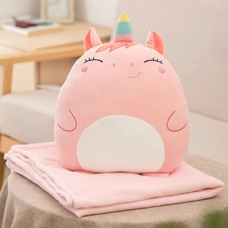 Plushie Pal Pillow and Blanket Set pink unicorn
