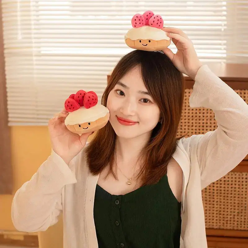 Berrylicious Strawberry Cuddle Cake Kawaii Plushie Size View