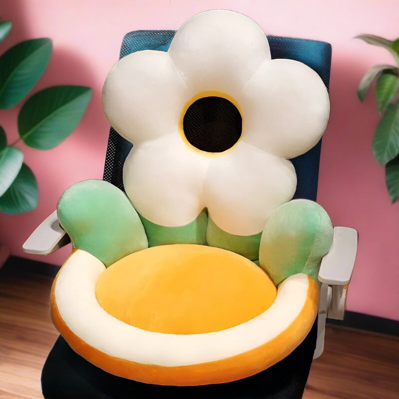 Big Fresh Flower Plush Chair Cushion plushie white