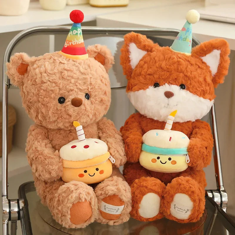 Birthday Buddy Plushie Bear and Fox