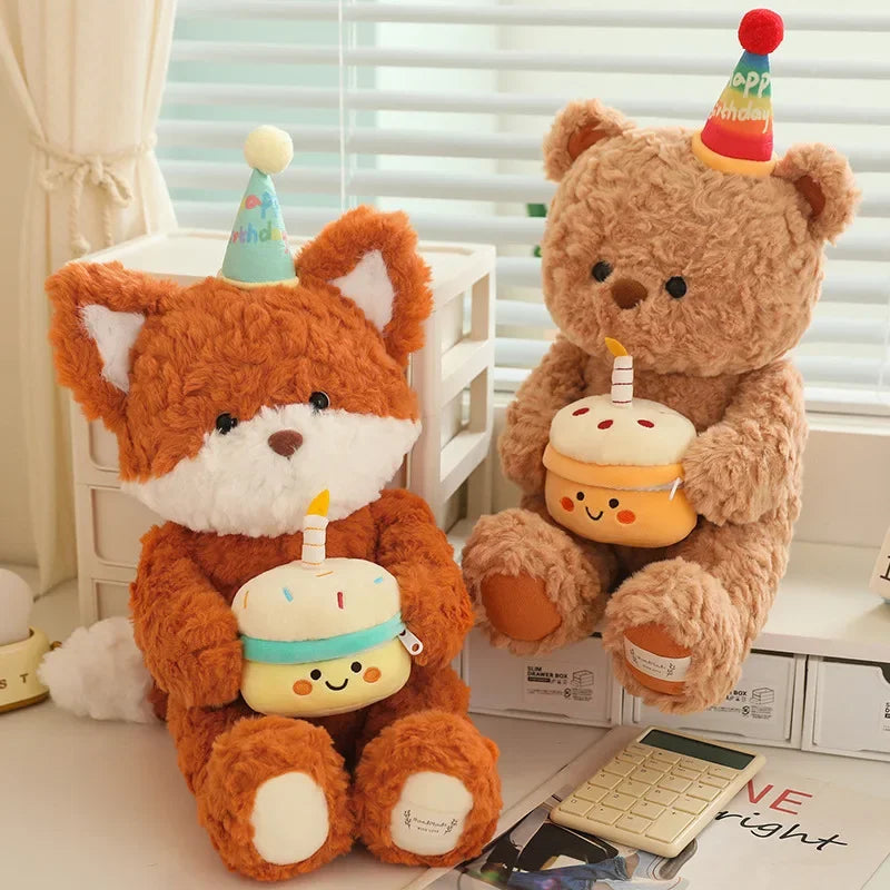 Birthday Buddy Plushie Fox and Bear