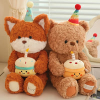 Kawaii Birthday Buddy Plushie Fox and Bear