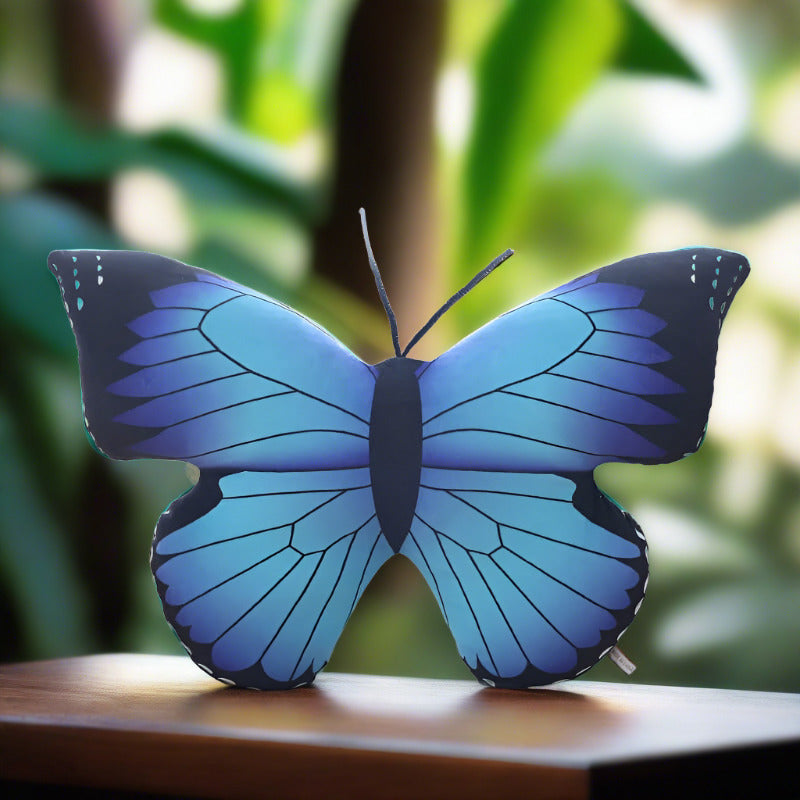 Butterfly Plush Pillow blue color