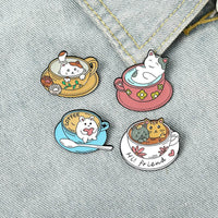 Cafe Cats Enamel Pin Set detailed