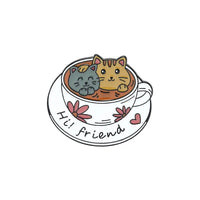 Cafe Cats Enamel Pin Set cats in tea lapel pin