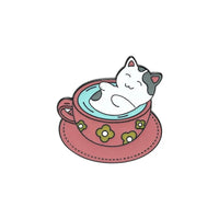 Cafe Cats Enamel Pin Set in milk tea lapel pin
