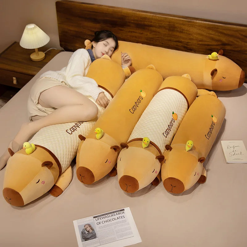 Capybara Plushie Body Pillow with Seasonal Cooling Size Chart
