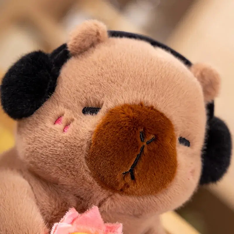 Capybara in Harmony Kawaii Plushie Face Detail