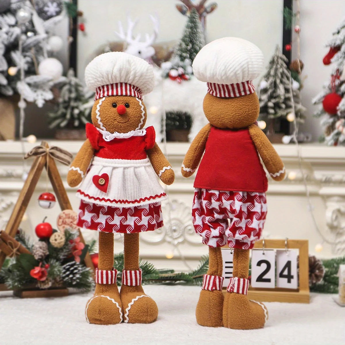 Christmas Stretchable Gingerbread Doll Details Front and Back