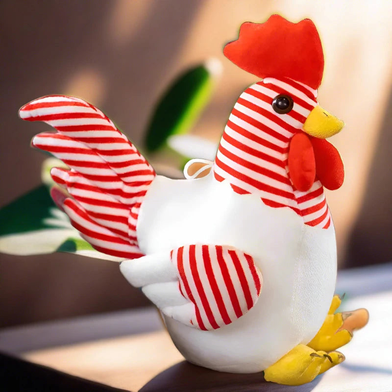 Cock-a-Doodle Companion red and white rooster plushie