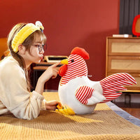 Cock-a-Doodle Companion red and white rooster plushie