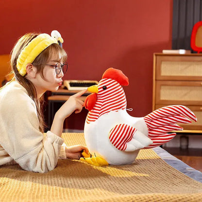 Cock-a-Doodle Companion red and white rooster plushie