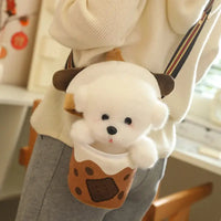 Cookie Cuddles Carry-Along Companion plushie bag showing open detail on shoulder