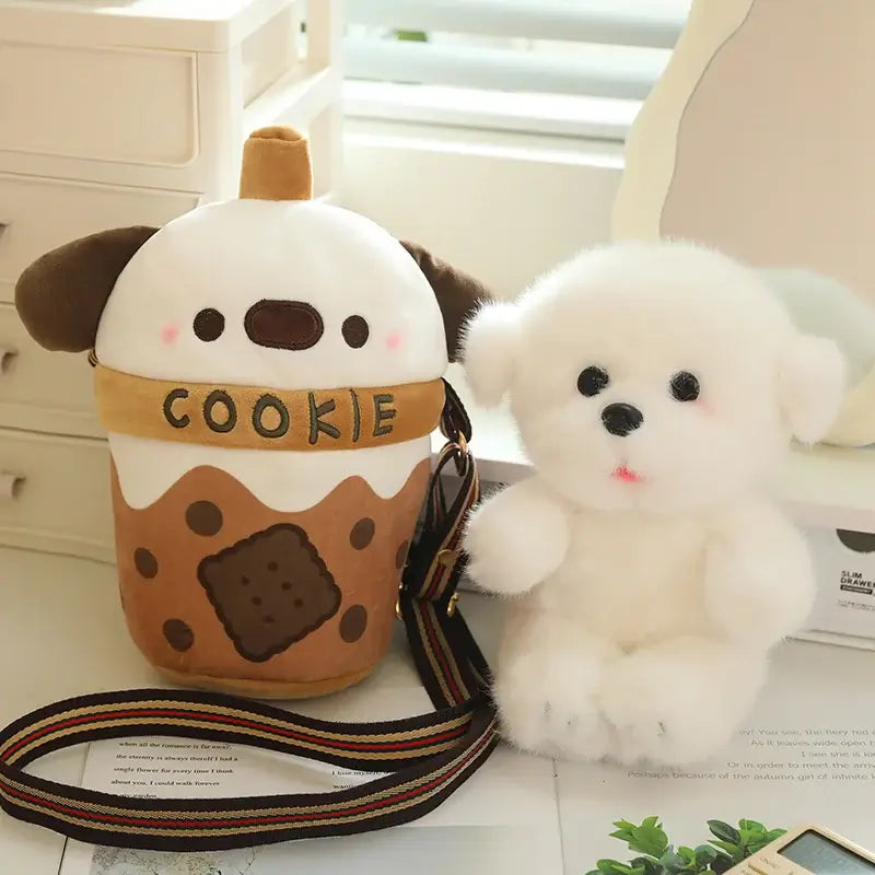 Cookie Cuddles Carry-Along Companion plushie dog removed from bag