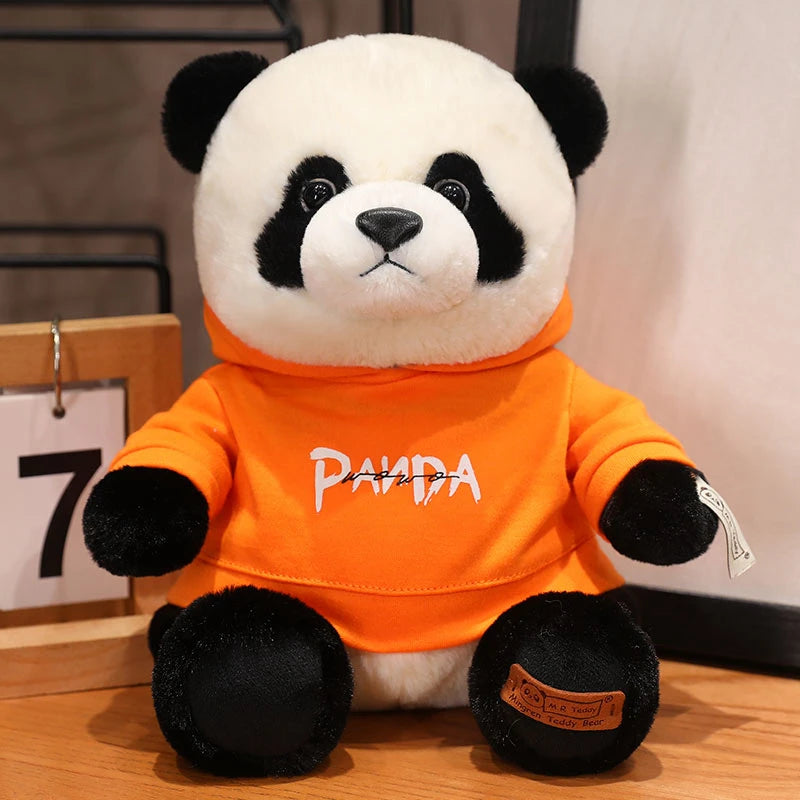 Cozy Panda Plushie with Hoodie Orange Color