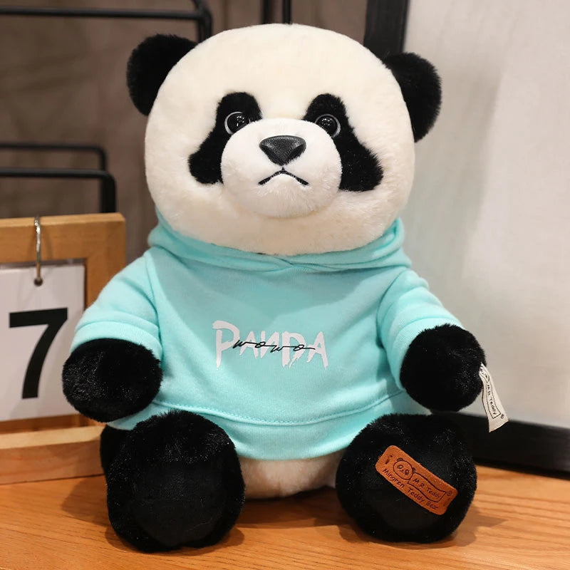 Cozy Panda Plushie with Hoodie Teal Color