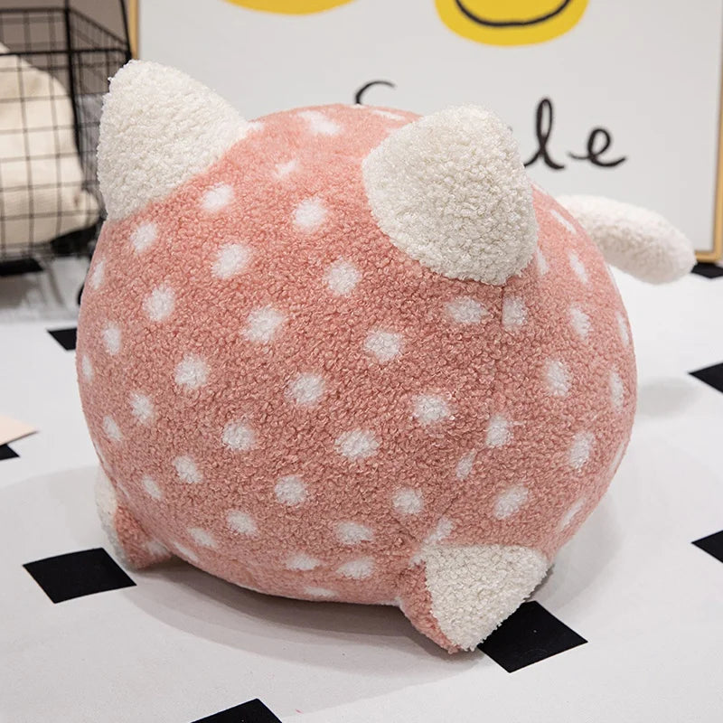 Cozy Colors Cat Plushie Pink Polka Dot Color