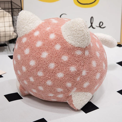 Cozy Colors Cat Plushie Pink Polka Dot Color