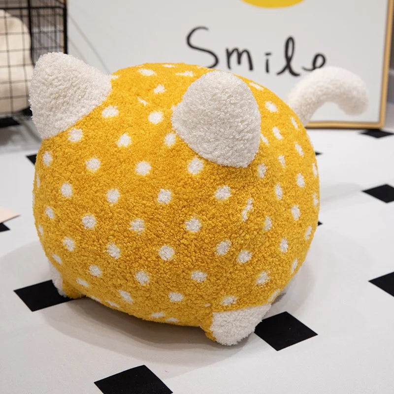 Cozy Colors Cat Plushie Yellow Polka Dot Color