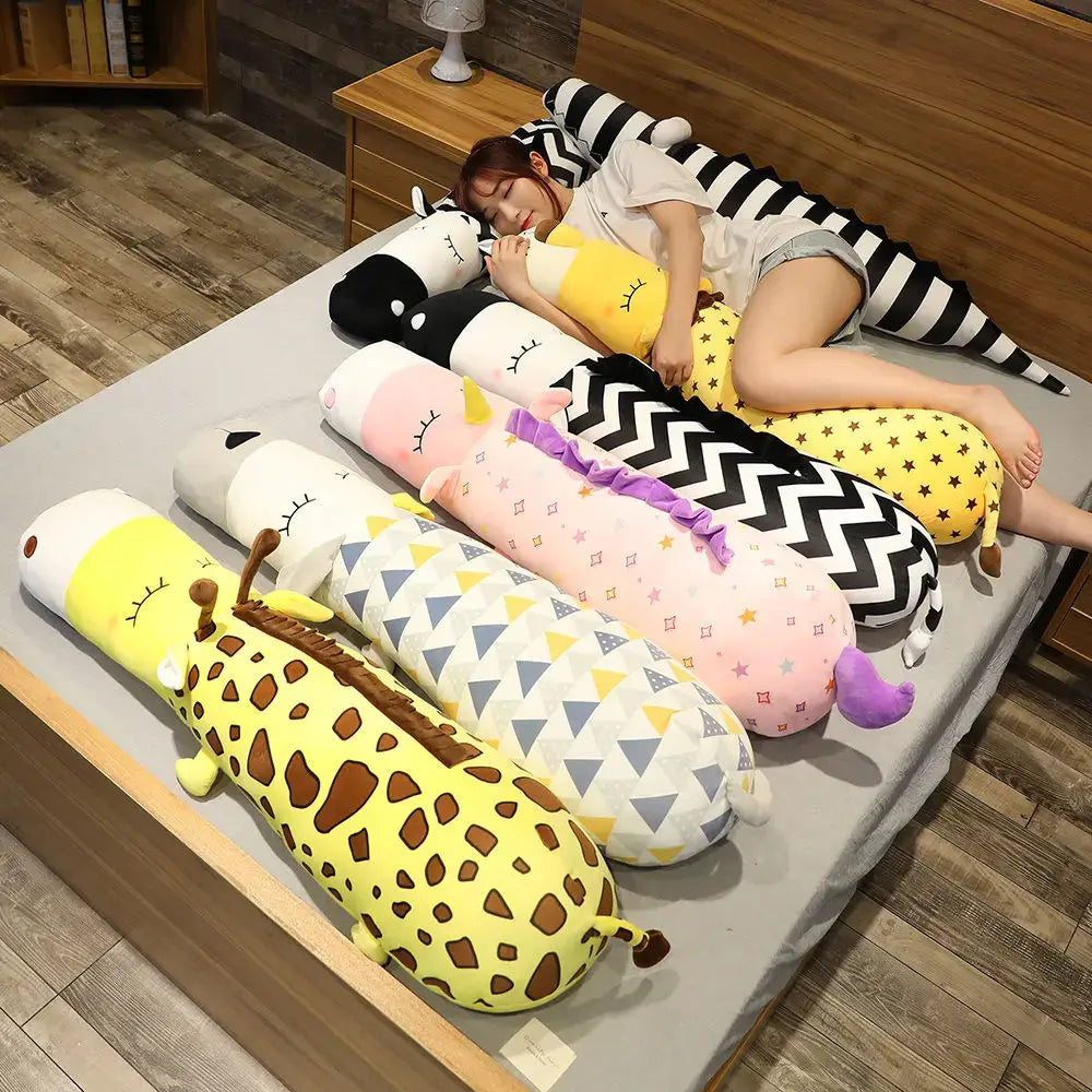 Creature Comforts: Kawaii Body Pillow using on bed as plushie pillows