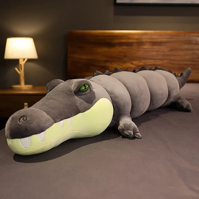 Crocodile Long Plush Body Pillow Gray