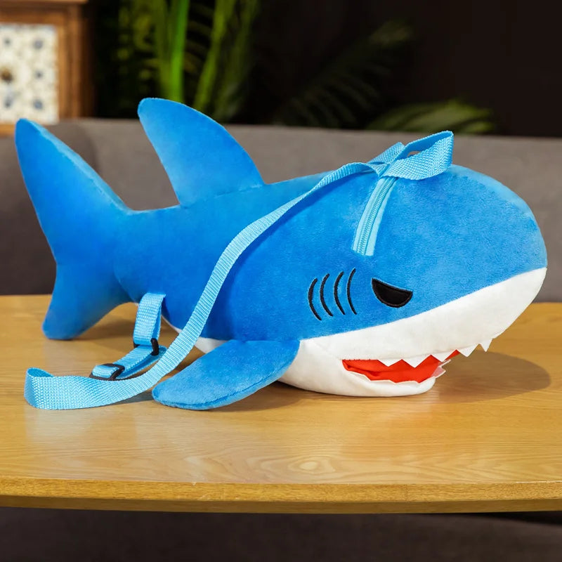 Cute Shark Plushie Backpack Blue Color