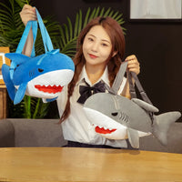 Cute Shark Plushie Backpack Blue and Gray Color