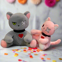 Dark Series Kawaii Plushie pink and gray colored stuffed animal