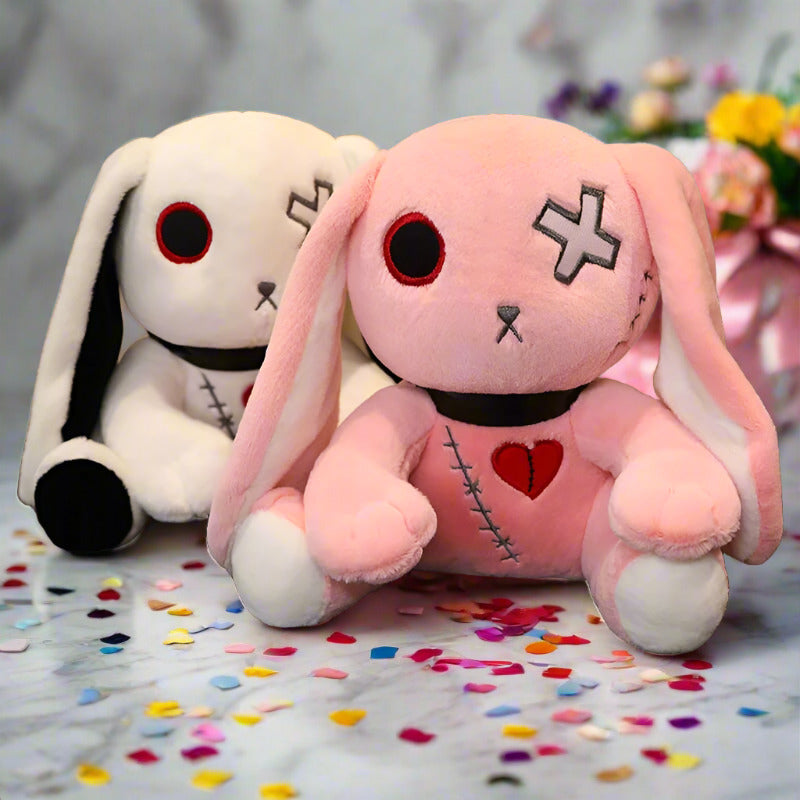 Dark Series Kawaii Plushie pink and white stuffed animal rabbit