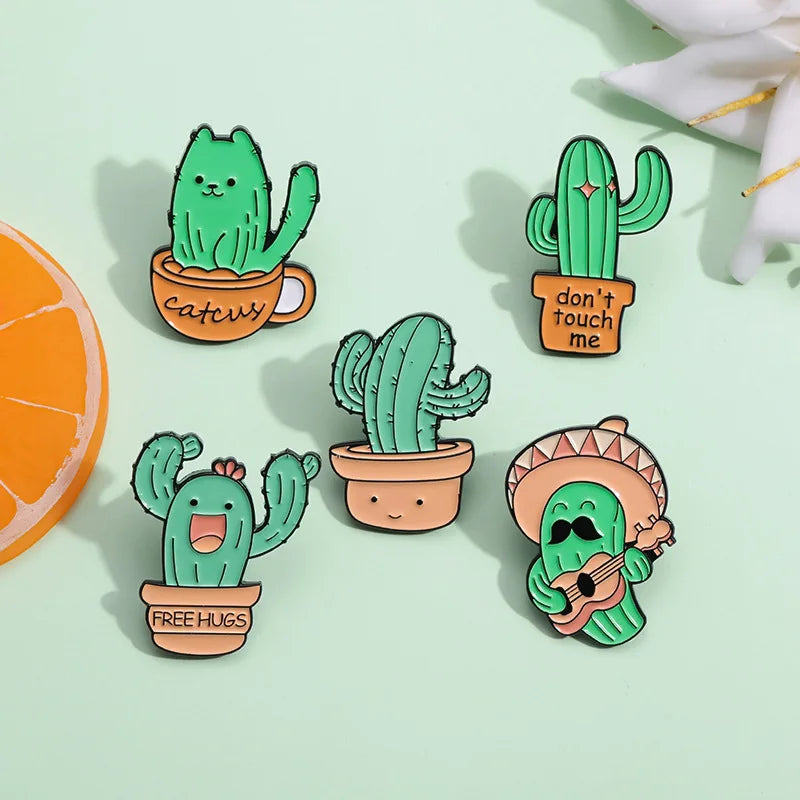 Kawaii Cactus Enamel Pin Series