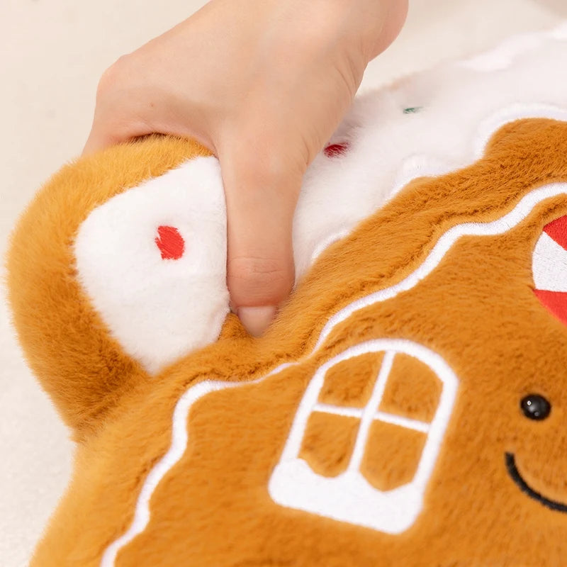 Gingerbread House Christmas Plushie showing closeup of design