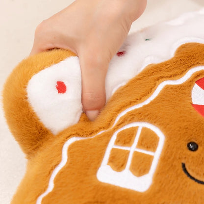Gingerbread House Christmas Plushie showing closeup of design
