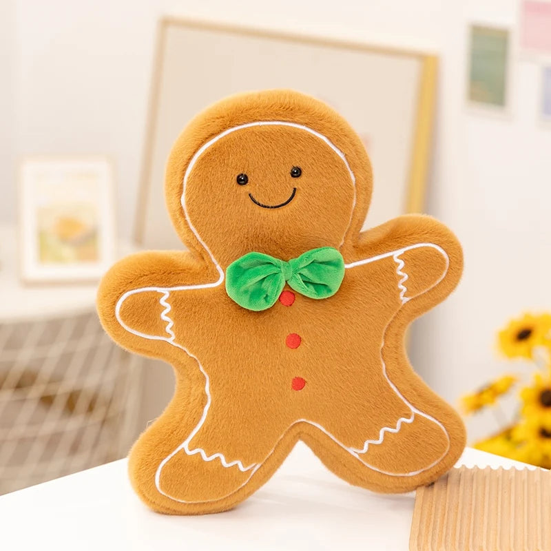 Gingerbread Man Christmas Plushie with green bow tie